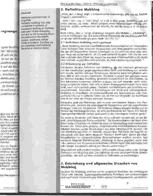 Vorschauseite 2: Mobbing - Phänomen im Krankenhaus Ursachen - Auswirkungen - mögliche Lösungswege