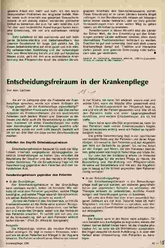 Vorschauseite 1: Entscheidungsfreiraum in der Krankenpflege