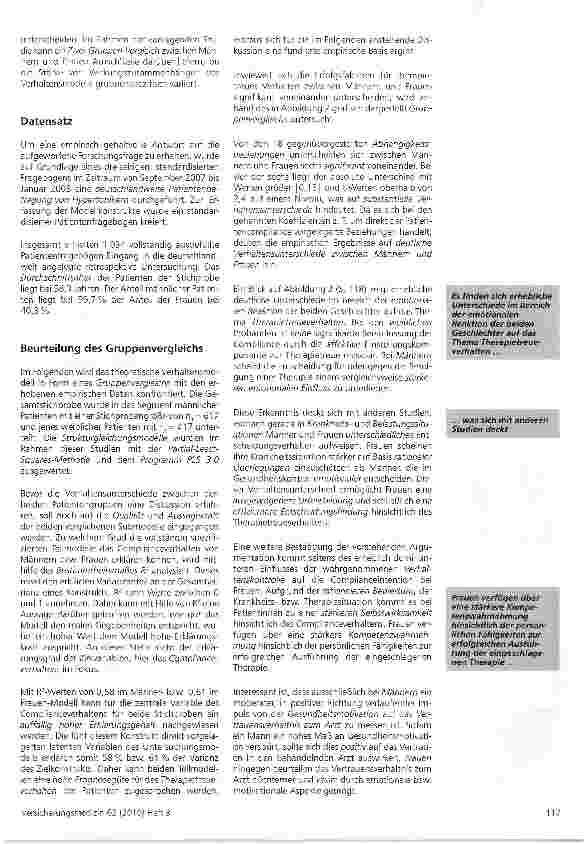 Vorschauseite 3: Weisen Männer und Frauen in Krankheitsund Belastungssituationen ein unterschiedliches Maß an Risikoeinstellung und Therapieverhalten auf?