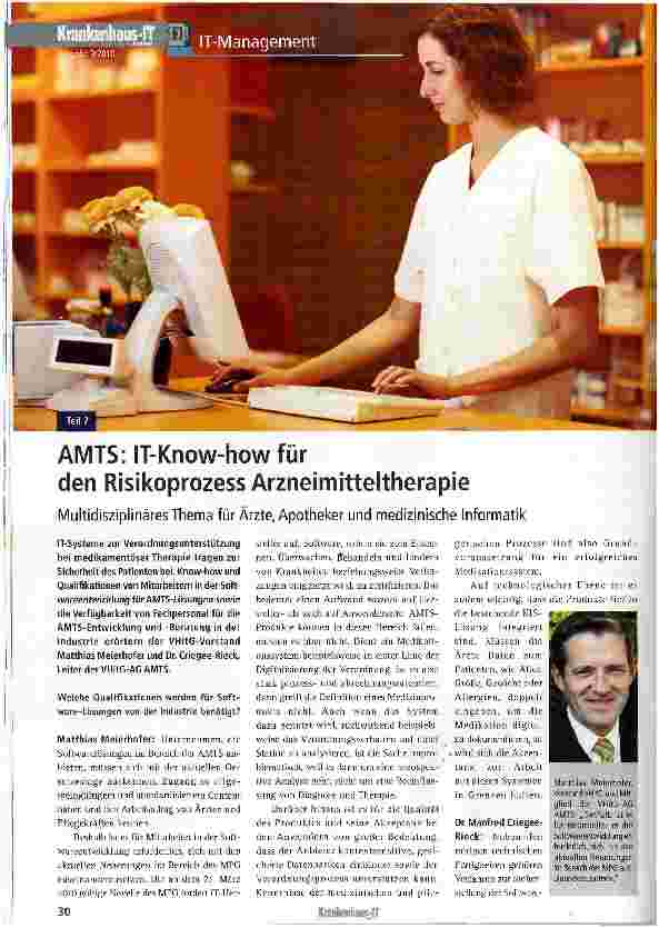 Vorschauseite 1: AMTS: IT-Know-how fürden Risikoprozess Arzneimitteltherapie