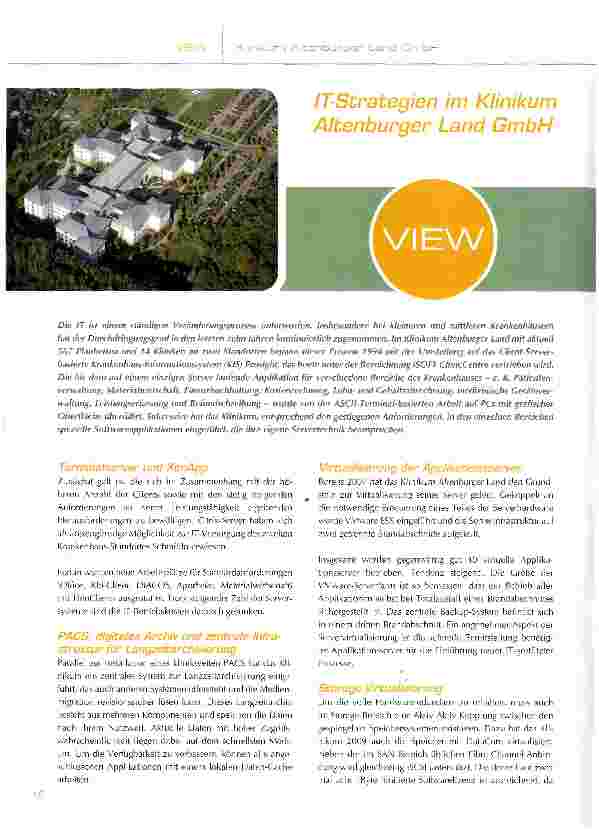Vorschauseite 1: IT-Strategien im Klinikum Altenburger Land GmbH