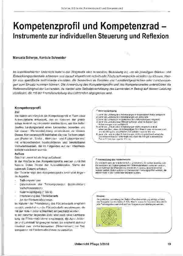 Vorschauseite 1: Kompetenzprofil und Kompetenzrad - Instrumente zur individuellen Steuerung und Reflexion