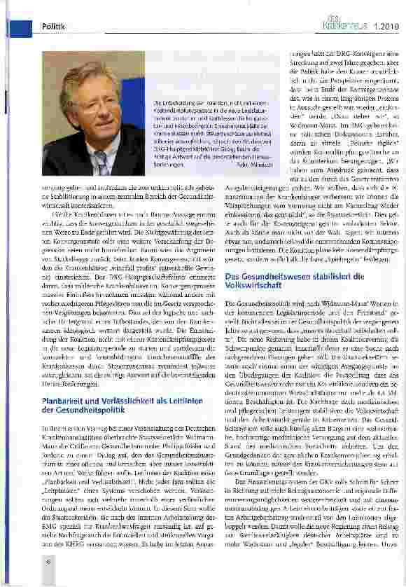 Vorschauseite 2: Gesundheitspolitik: Wie sind die Rahmenbedingungen für das Jahr 2010?