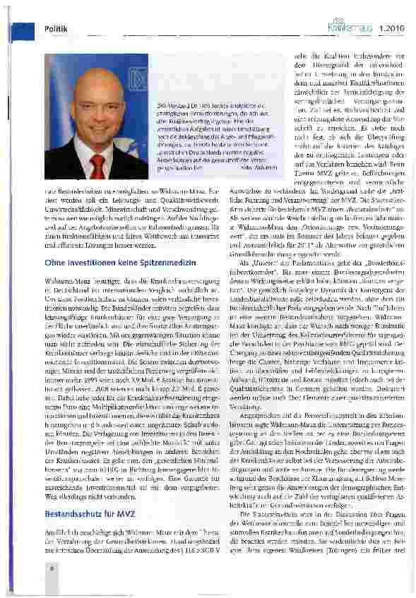 Vorschauseite 4: Gesundheitspolitik: Wie sind die Rahmenbedingungen für das Jahr 2010?