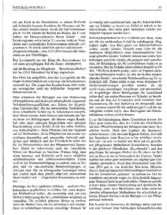 Vorschauseite 2: Keine Haftung des Pflegeheimträgers für Brandverletzungen eines rauchenden Bewohners