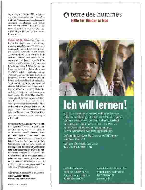 Vorschauseite 2: VIOXX-Akten offenlegen