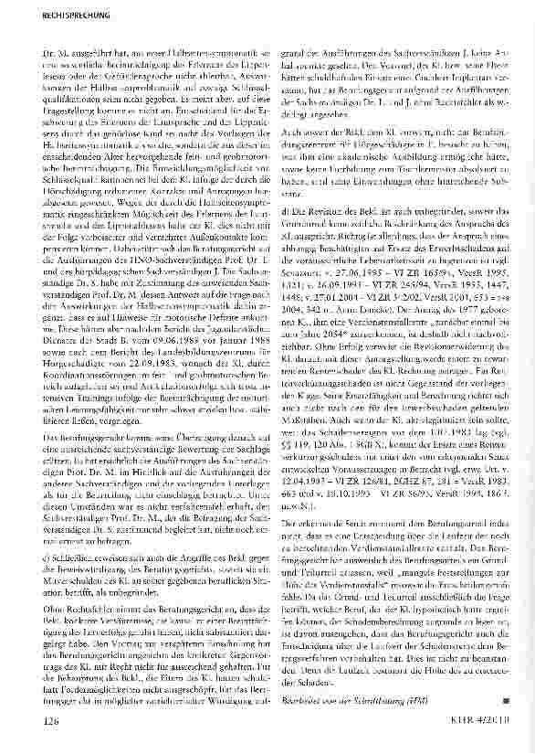 Vorschauseite 5: Zur Bemessung des Erwerbsschadens bei einem Kind§287 Abs. ! ZPO, §252 BGB