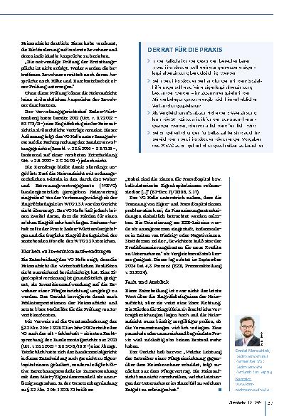 Vorschauseite 2: Grundsatzentscheidung mit positiven Folgen für Heimbetreiber