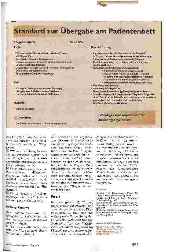 Vorschauseite 4: Übergabe am Patientenbett Qualitätssicherung