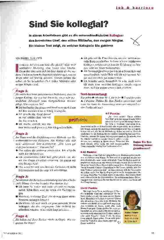 Vorschauseite 1: Sind Sie kollegial?