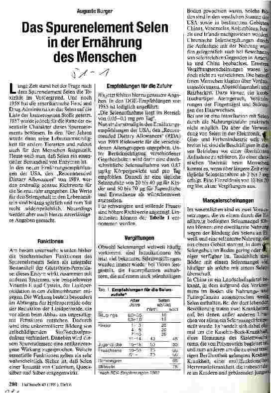 Vorschauseite 1: Das Spurenelement Selen in der Ernährung des Menschen