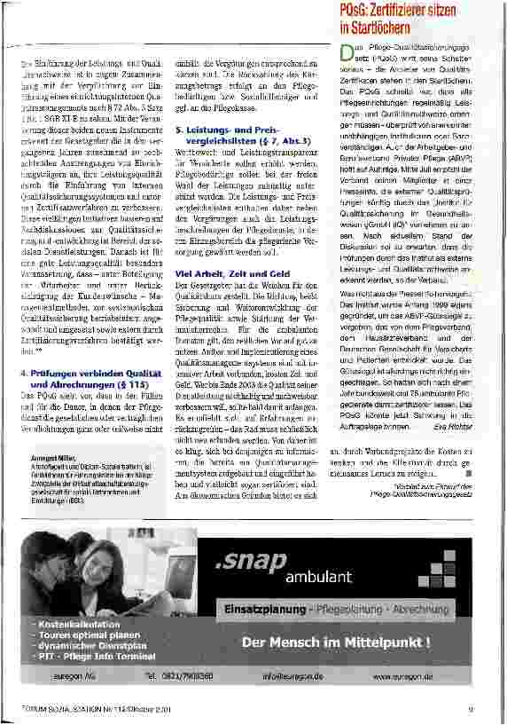 Vorschauseite 2: QM wird zur Pflicht Ab Januar gilt das Pflege-Qualitätssicherungsgesetz