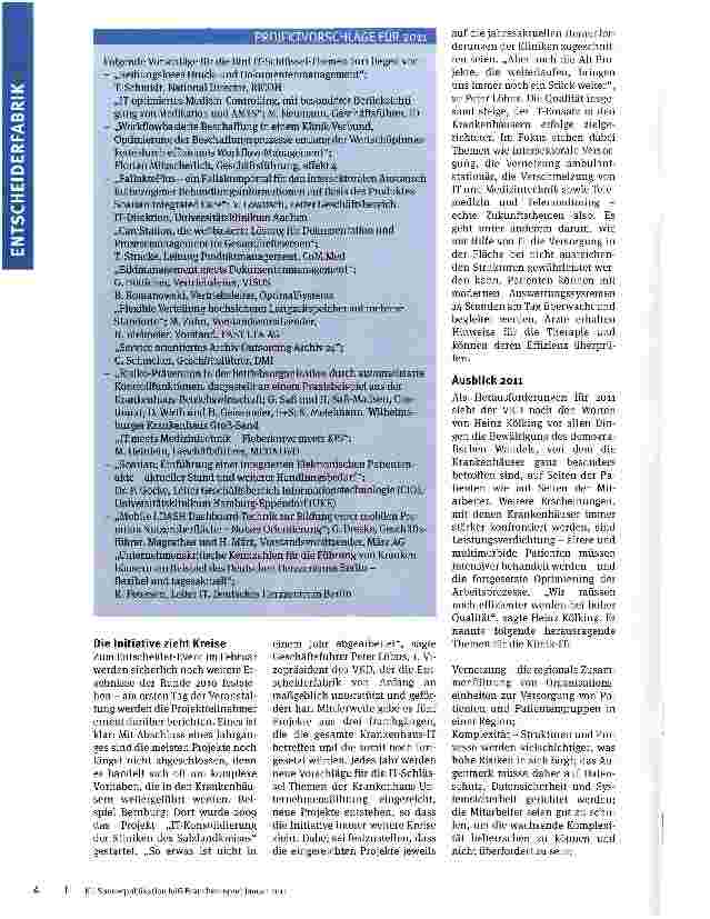 Vorschauseite 3: Start frei für die vierte Runde! Die Entscheiderfabrik hat sich als Arbeitsund Kommunikationsplattform der Krankenhaus-IT etabliert