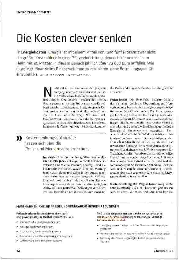 Vorschauseite 1: Die Kosten clever senken