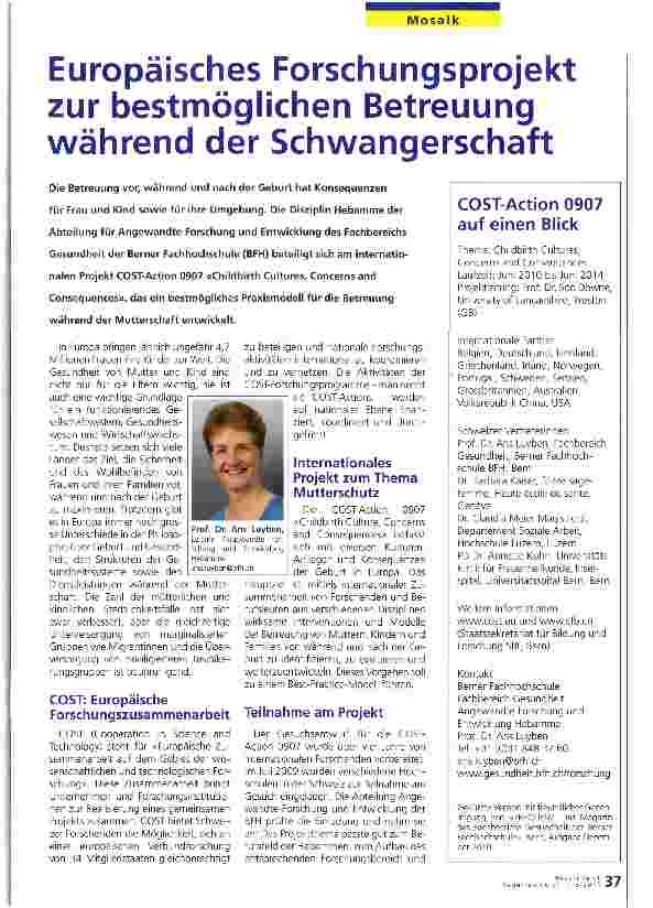 Vorschauseite 1: Europäisches Forschungsprojekt zur bestmöglichen Betreuung während der Schwangerschaft