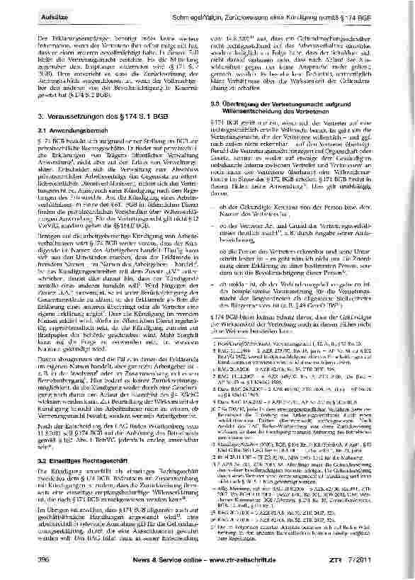 Vorschauseite 2: Zurückweisung einer Kündigung gemäß §174 BGB - unter Berücksichtigung der Besonderheiten im öffentlichen Dienst