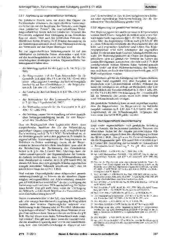 Vorschauseite 3: Zurückweisung einer Kündigung gemäß §174 BGB - unter Berücksichtigung der Besonderheiten im öffentlichen Dienst