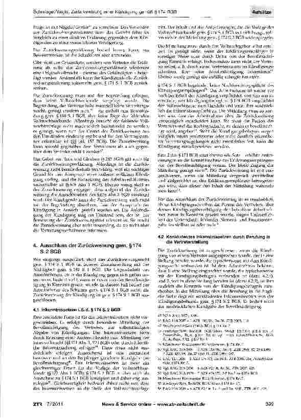 Vorschauseite 5: Zurückweisung einer Kündigung gemäß §174 BGB - unter Berücksichtigung der Besonderheiten im öffentlichen Dienst