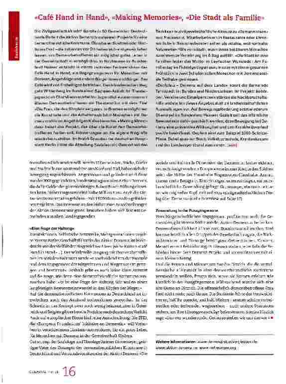Vorschauseite 3: «Demenziell veränderte Mitbürger» nehmen in Giessen am Stadtleben teil