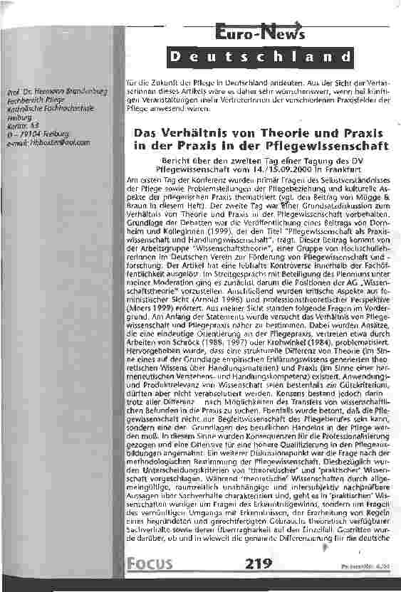 Vorschauseite 1: Das Verhältnis von Theorie und Praxis in der Praxis in der Pflegewissenschaft
