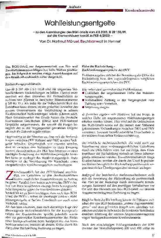 Vorschauseite 1: Wahlleistungsentgelte