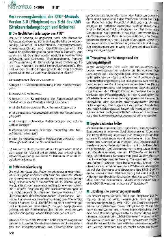 Vorschauseite 2: KTQ-Pilotphase: Stellungsnahme des Krankenhauses München-Schwabing