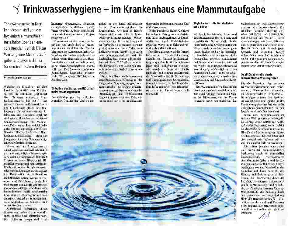 Vorschauseite 1: Trinkwasserhygiene - im Krankenhaus eine Mammutaufgabe
