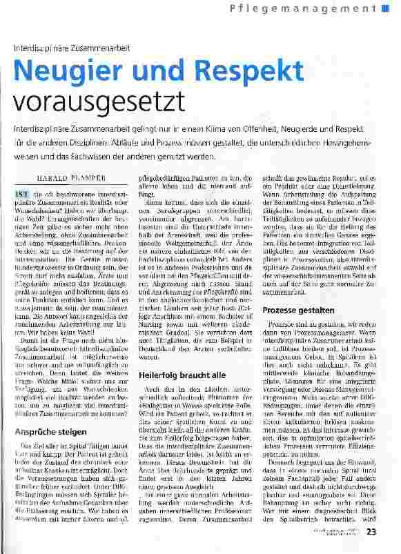 Vorschauseite 1: Neugier und Respektvorausgesetzt