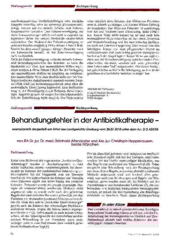 Vorschauseite 1: Behandlungsfehler in der Antibiotikatherapie