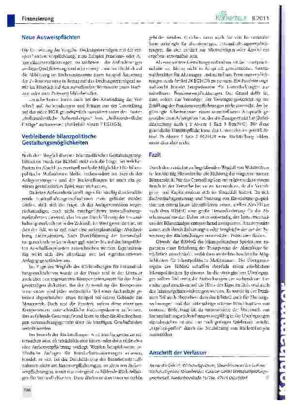Vorschauseite 3: Nach dem ersten BilMoG-Abschluss