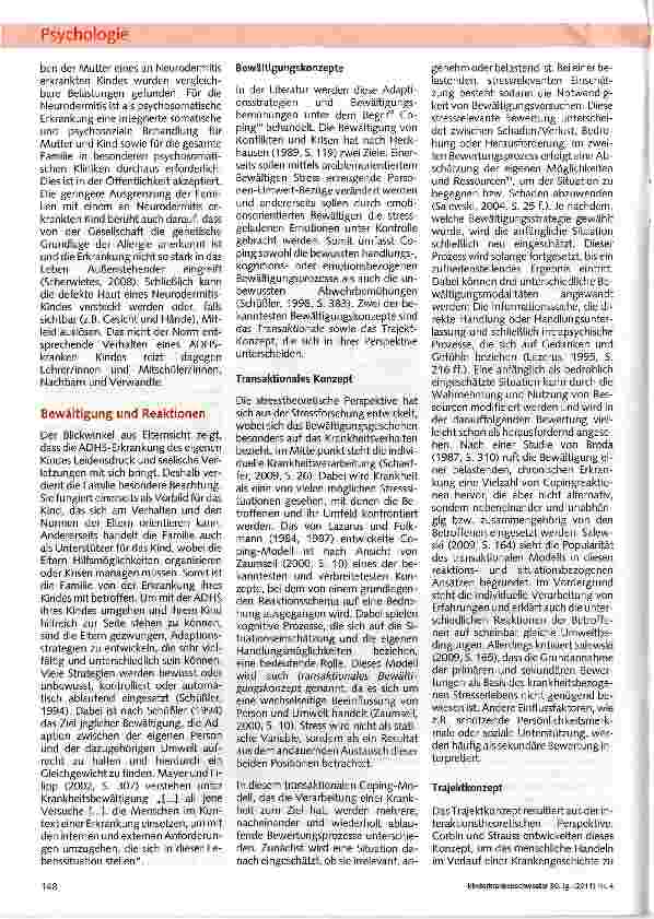 Vorschauseite 6: Wie erlebt die Mutter eines an ADHS erkrankten Kindes ihre Situation? (Teil I)