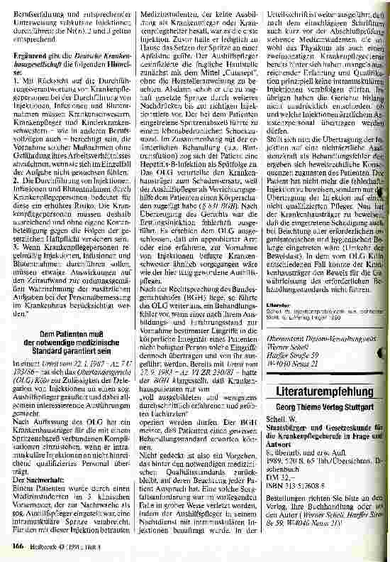 Vorschauseite 3: Gehört zur Krankenpflege auch das Ausführen von Injektionen, Infusionen und Blutentnahmen?