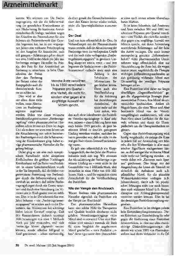 Vorschauseite 2: Die Valium-Politik Neues vom Arzneimittelmarkt