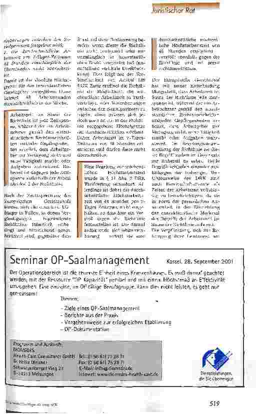 Vorschauseite 2: Bereitschaftsdienst ist Arbeitszeit