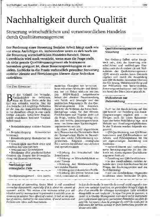 Vorschauseite 1: Nachhaltigkeit durch Qualität