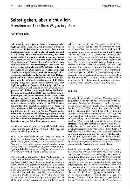 Vorschauseite 1: Selbst gehen, aber nicht allein Menschen am Ende ihres Weges begleiten