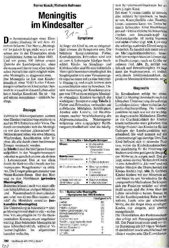 Vorschauseite 1: Meningitis im Kindesalter