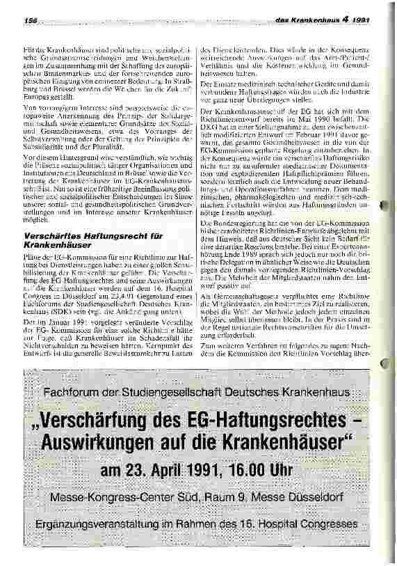 Vorschauseite 2: Die Krankenhäuser stellen sich den Herausforderungen des europäischen Binnenmarktes