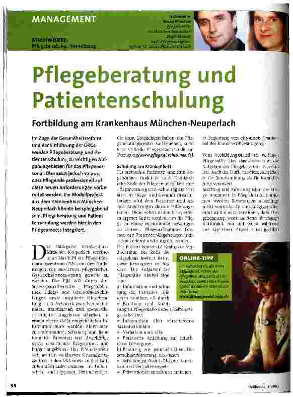 Vorschauseite 1: Pflegeberatung und Patientenschulung