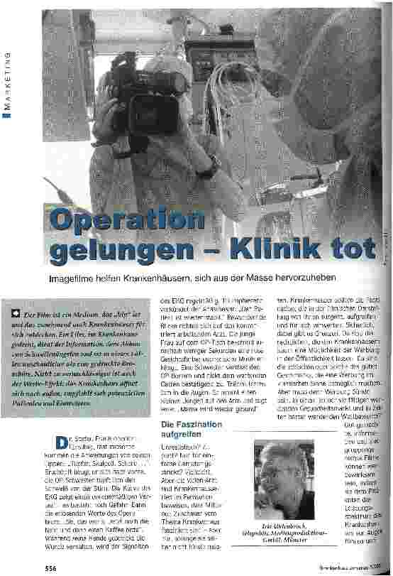 Vorschauseite 1: Operation gelungen - Klinik tot Imagefilme helfen Krankenhäusern, sich aus der Masse hervorzuheben