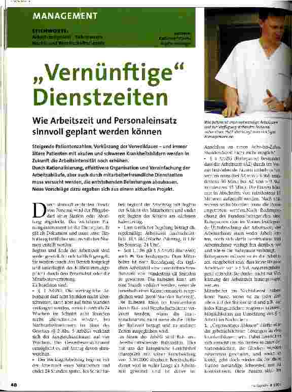 Vorschauseite 1: Vernünftige Dienstzeiten