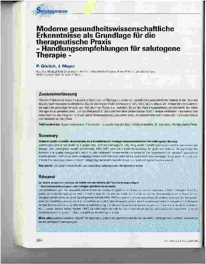 Vorschauseite 1: Moderne gesundheitswissenschaftliche Erkenntnisse als Grundlage für die therapeutische Praxis - Handlungsempfehlungen für salutogene Therapie