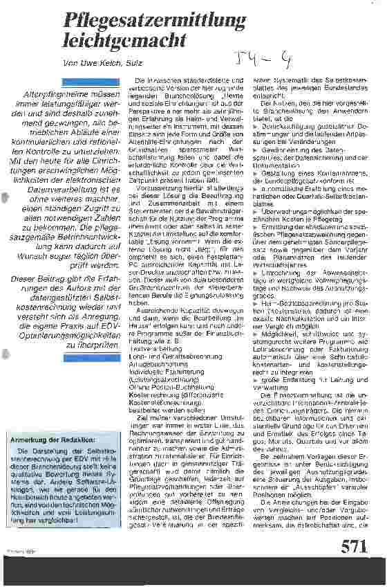 Vorschauseite 1: Pflegesatzermittlung leichtgemacht