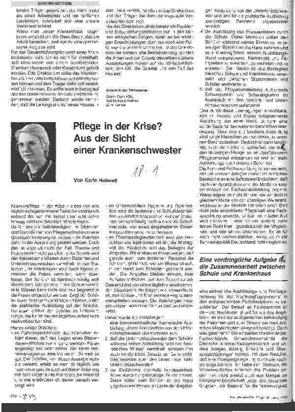 Vorschauseite 3: Pflege in der Krise? Aus der Sicht einer Pflegedienstleitung