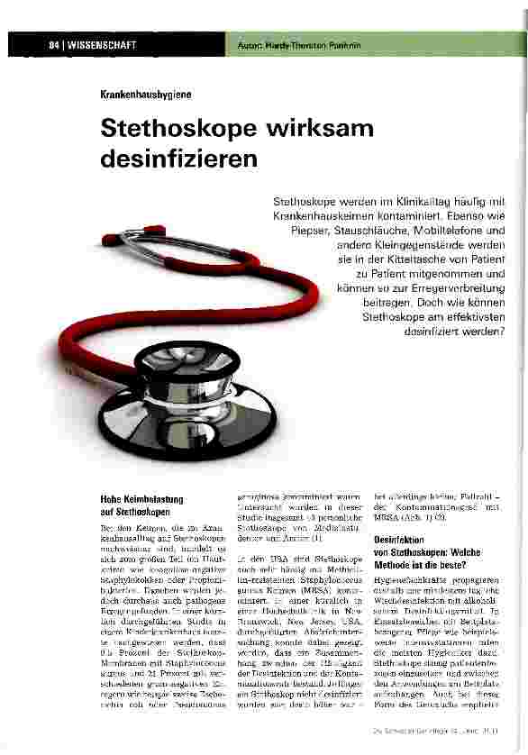 Vorschauseite 1: KrankenhaushygieneStethoskope wirksam desinfizieren