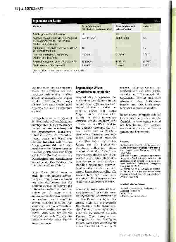 Vorschauseite 3: KrankenhaushygieneStethoskope wirksam desinfizieren