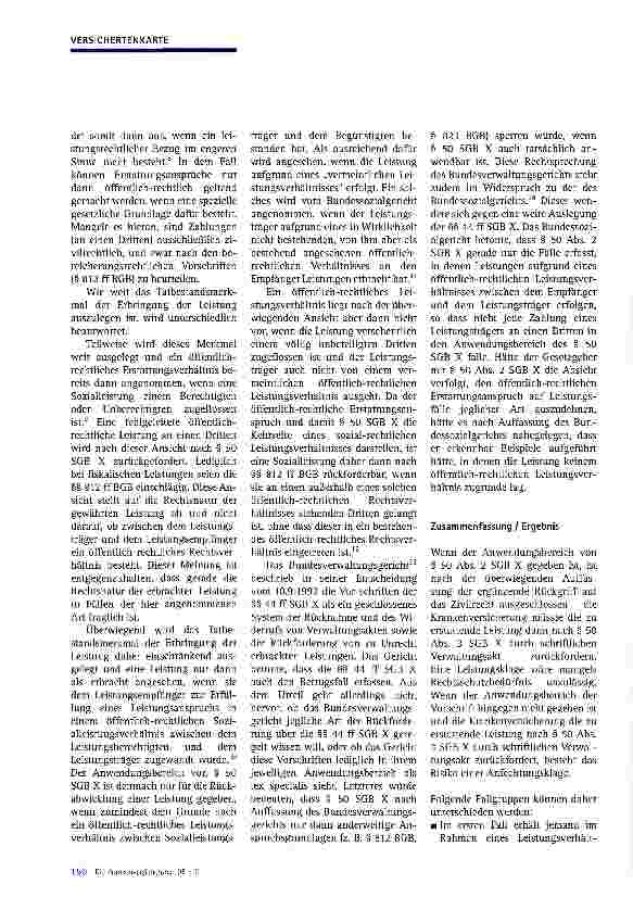 Vorschauseite 2: Versichertenkarten-Missbrauch: Zivilrechtsweg oder § 50 SGB X
