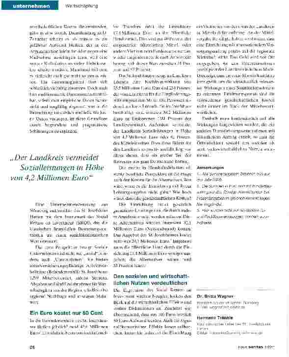 Vorschauseite 2: Soziale Dienstleistung kann Kosten vermeiden