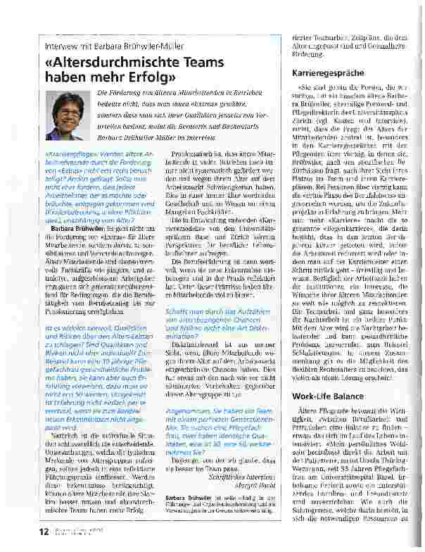 Vorschauseite 3: Die älteren Pflegefachpersonen sind ein Geschenk für die Tearms
