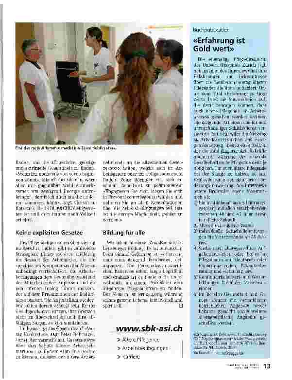 Vorschauseite 4: Die älteren Pflegefachpersonen sind ein Geschenk für die Tearms